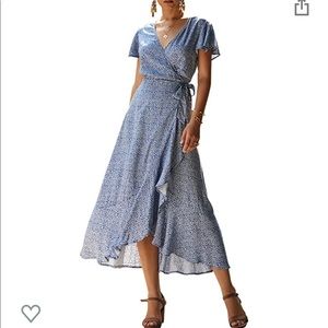 Blue maxi wrap dress